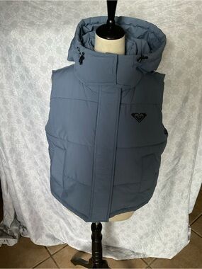 Roxy Girls Slate Blue Quilted Hooded Puffer Vest